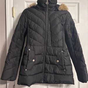 Women's Michael Kors Black Quilted Jacket with Fur Trim